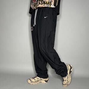 Vintage Y2K Nike Track Pants Mens XL Baggy Wide Leg Jet Black Sweatpants